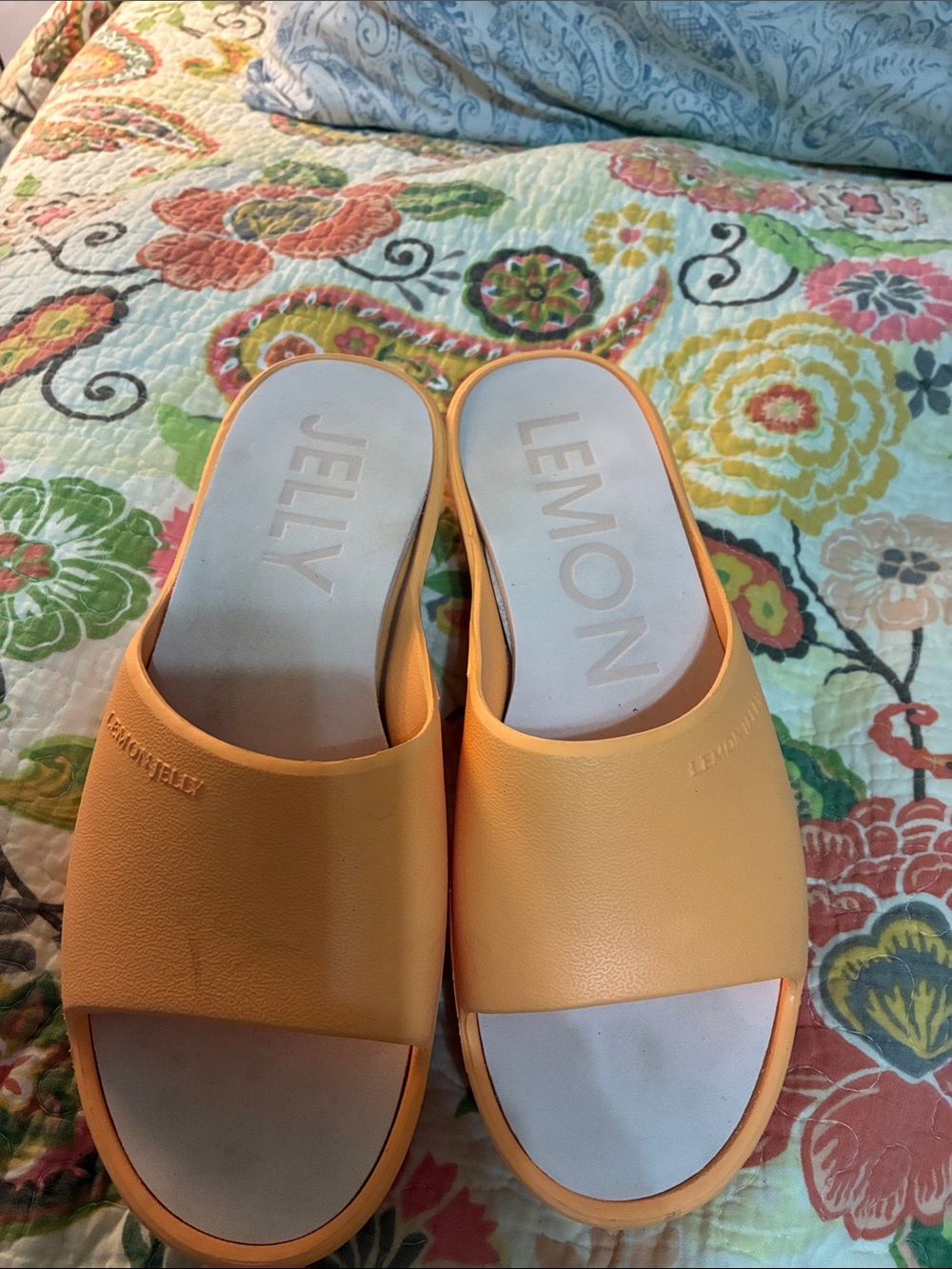 LEMON JELLY Women's Orange Slide Sandals - Casual Slip-On Slides
